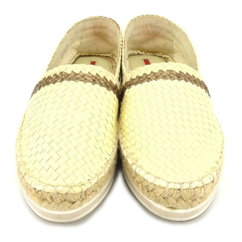 20%OFF PRADA Slippon Beige Leather Authentic Used - Picture 1 of 8